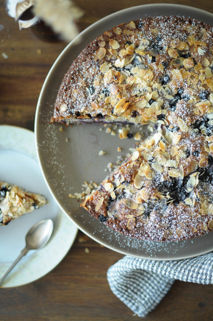 Coconut almond and blueberry cake
