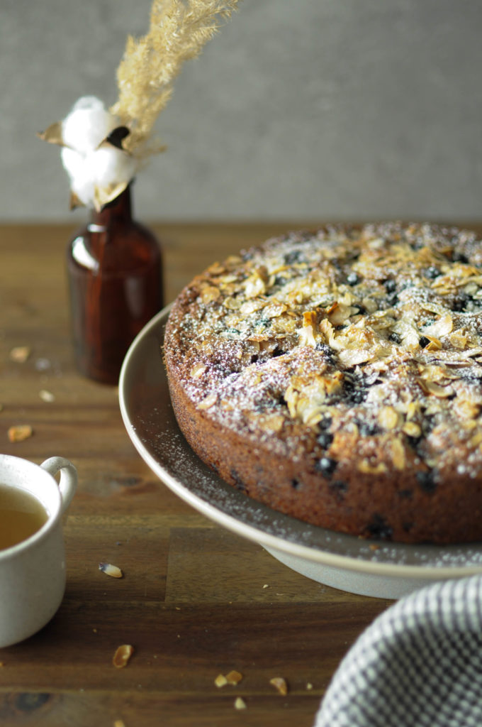 Coconut almond and blueberry cake