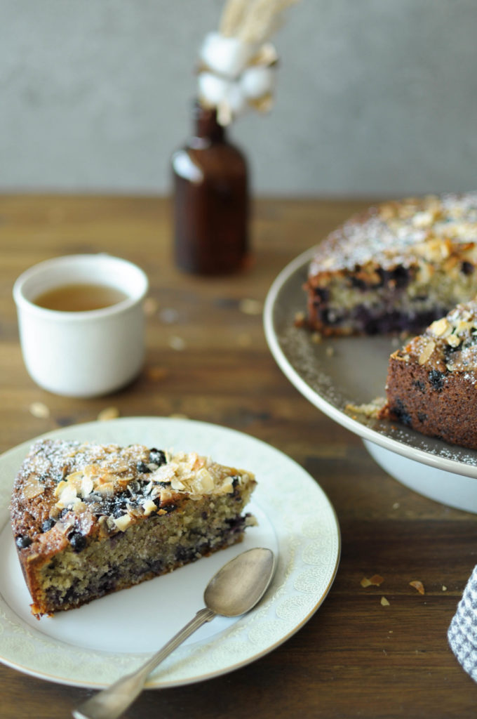 Coconut almond and blueberry cake