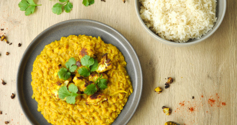 Red Lentils and Roasted Cauliflower Dhal