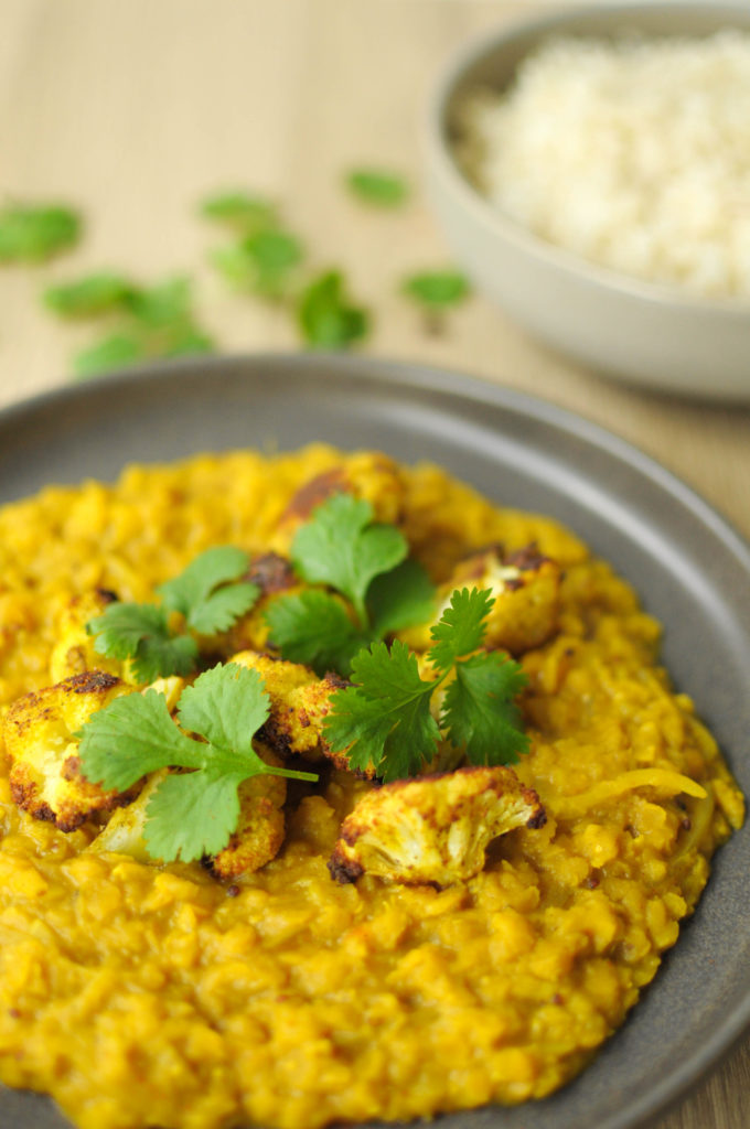 Red lentils and cauliflower dhal