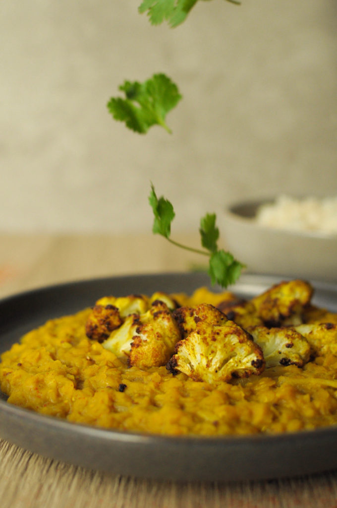 Red lentils and cauliflower dhal