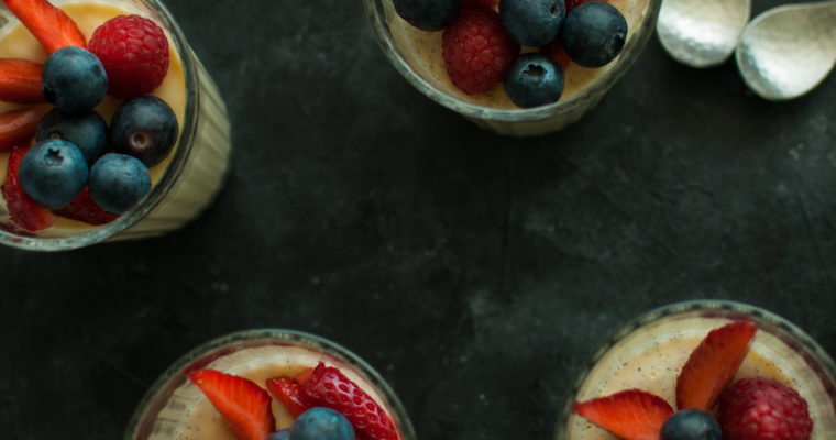 Creamy Panna Cotta with red berries