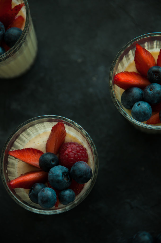 Creamy Panna Cotta with red berries