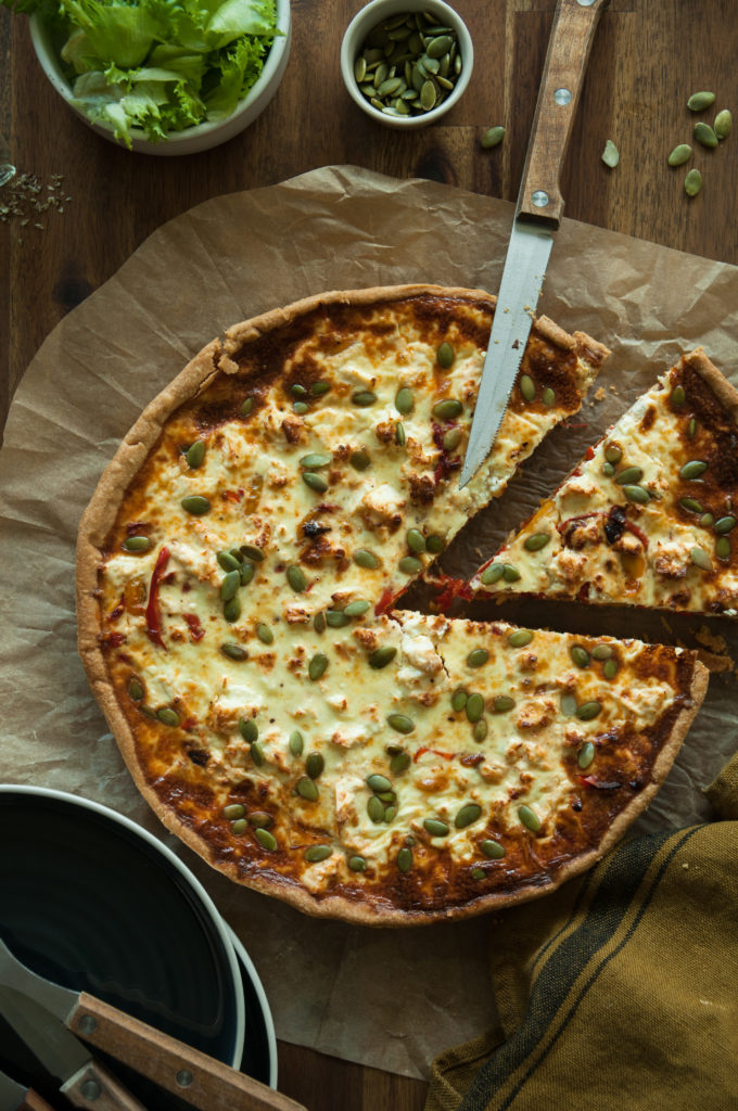 Red pepper and feta tart