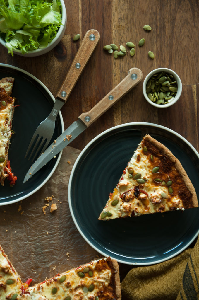 Red pepper and feta tart