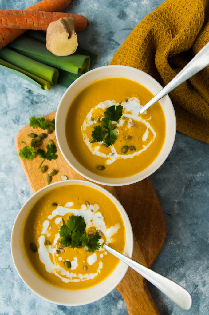 Carrot, leek and ginger soup